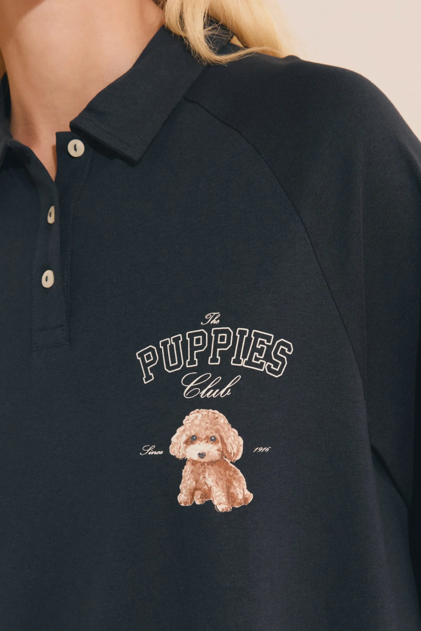 Chemise de nuit à motif chien avec boutons en coton