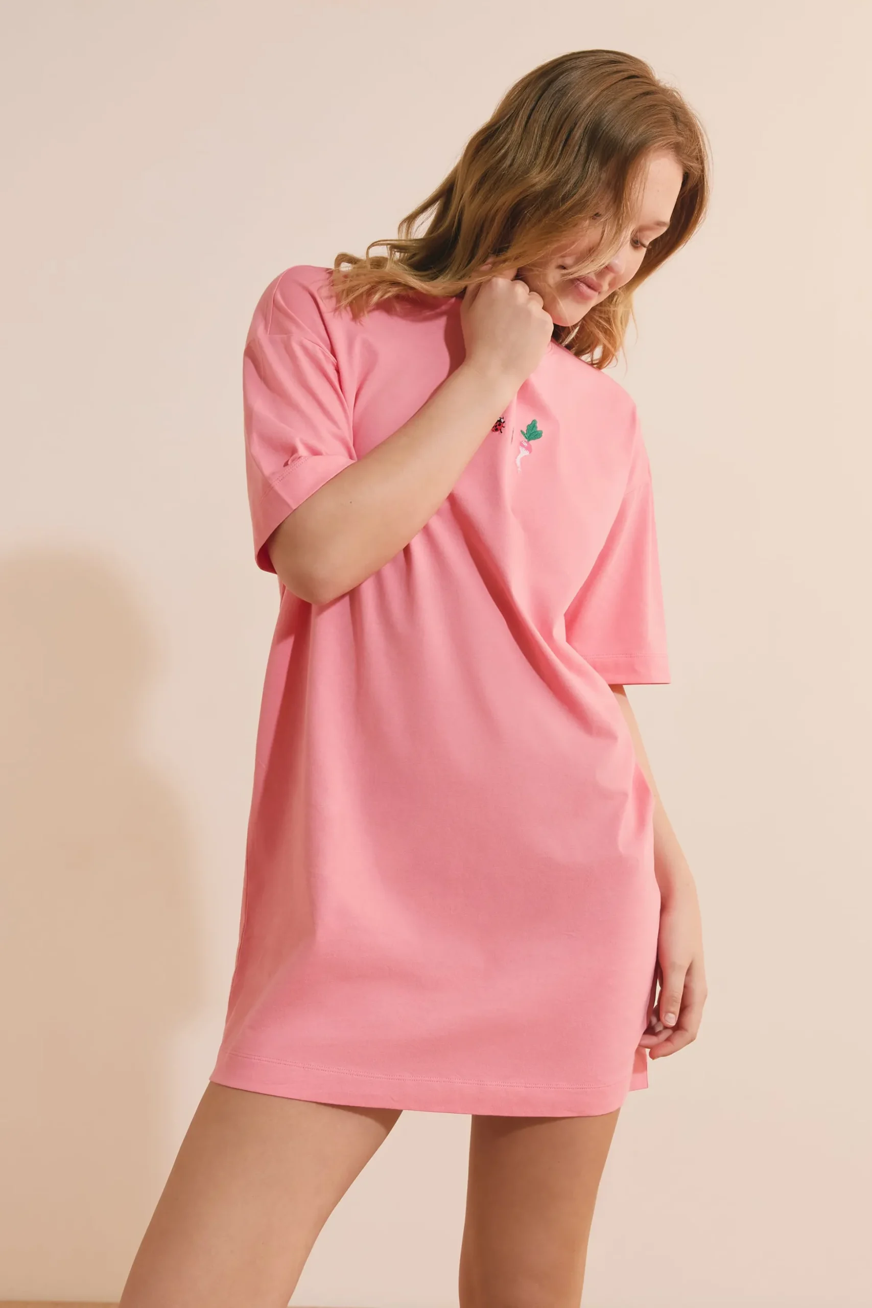 Chemise de nuit à motifs légumes en coton