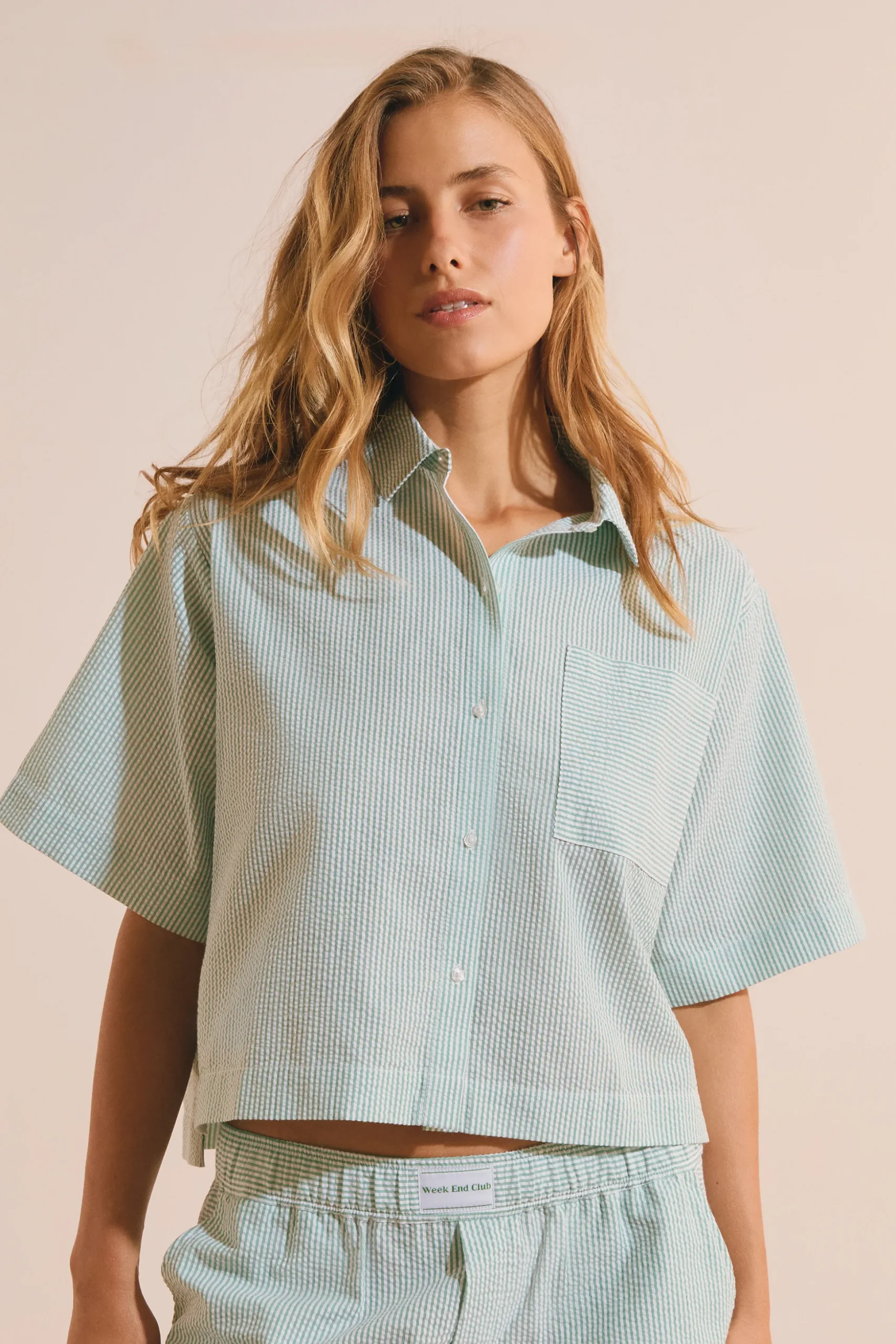 Chemise de pyjama avec coton gaufré