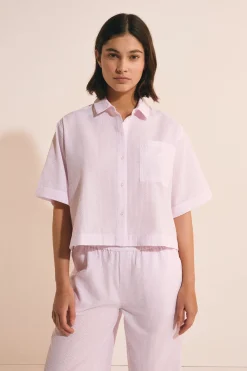 Chemise de pyjama avec coton gaufré