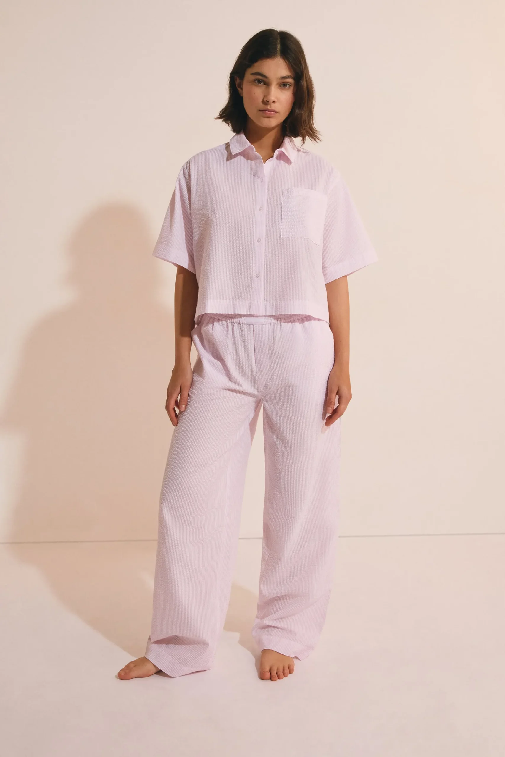 Chemise de pyjama avec coton gaufré