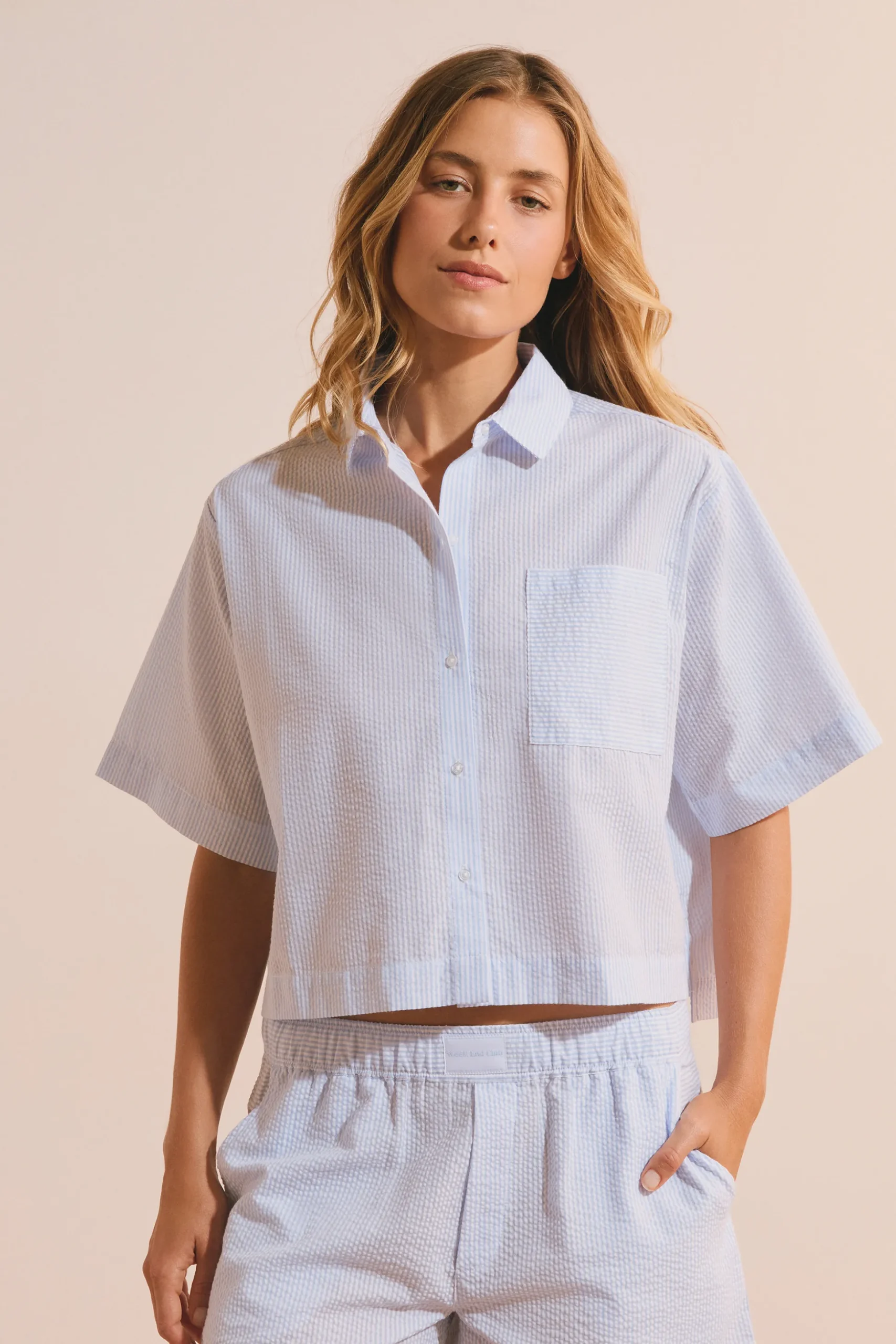 Chemise de pyjama avec coton gaufré