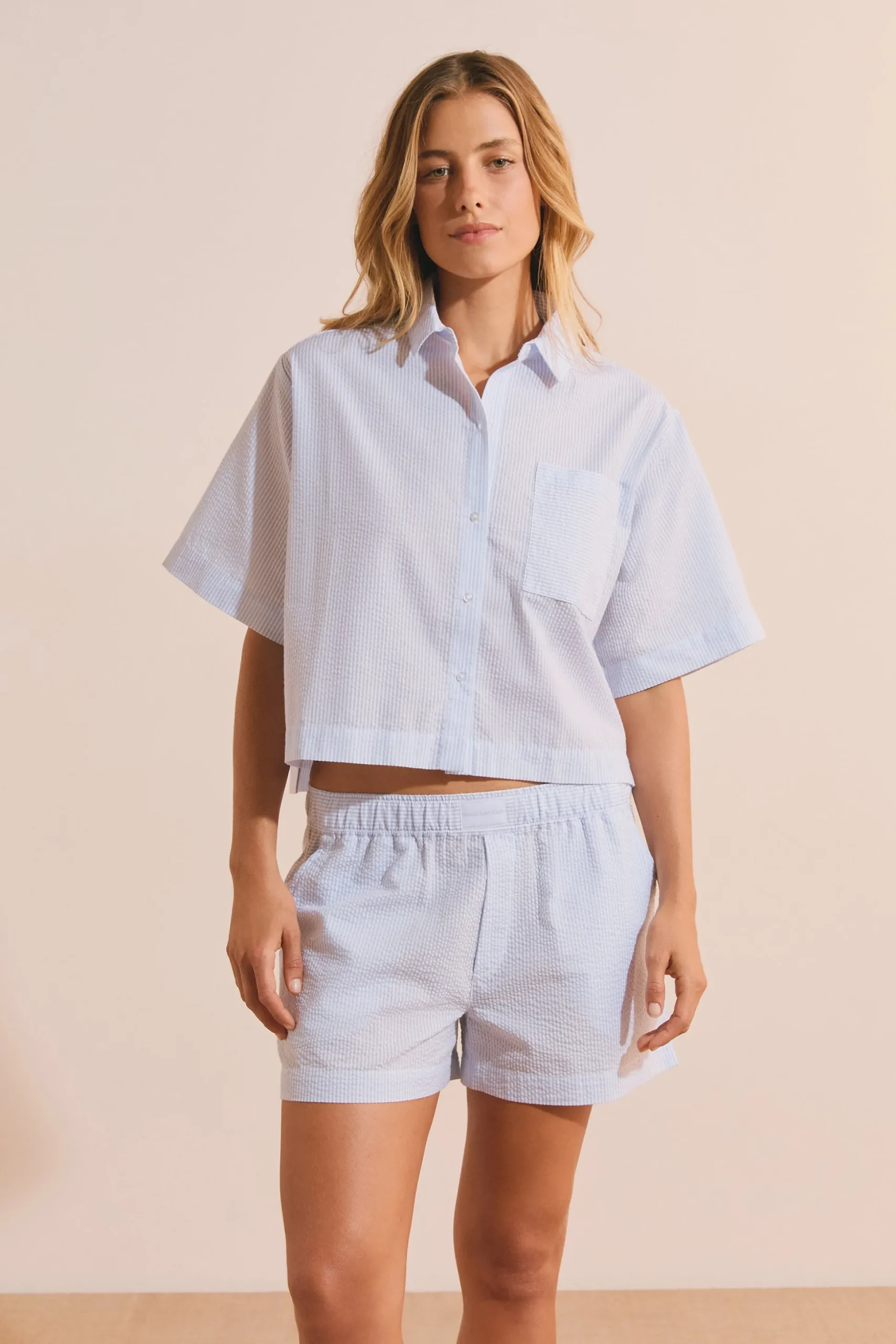 Chemise de pyjama avec coton gaufré