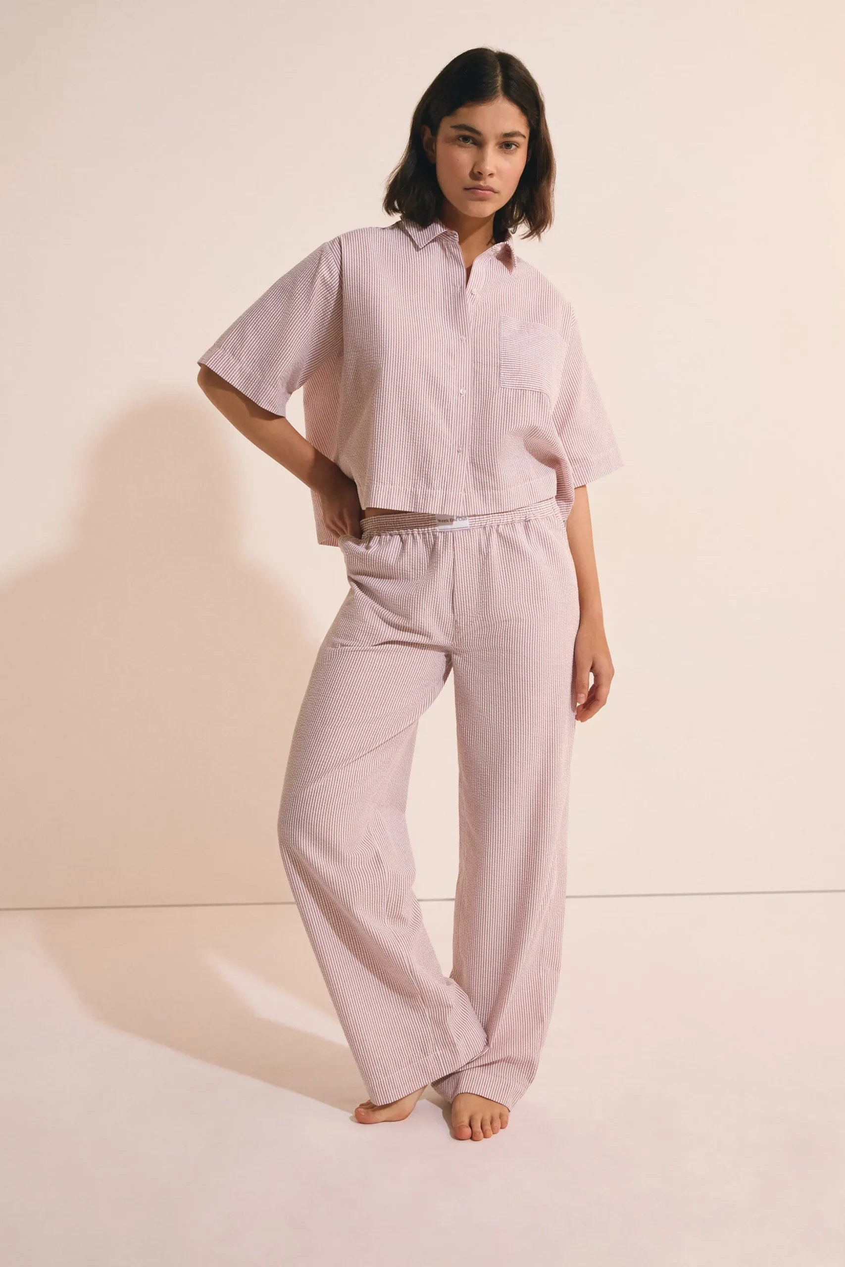 Chemise de pyjama avec coton gaufré