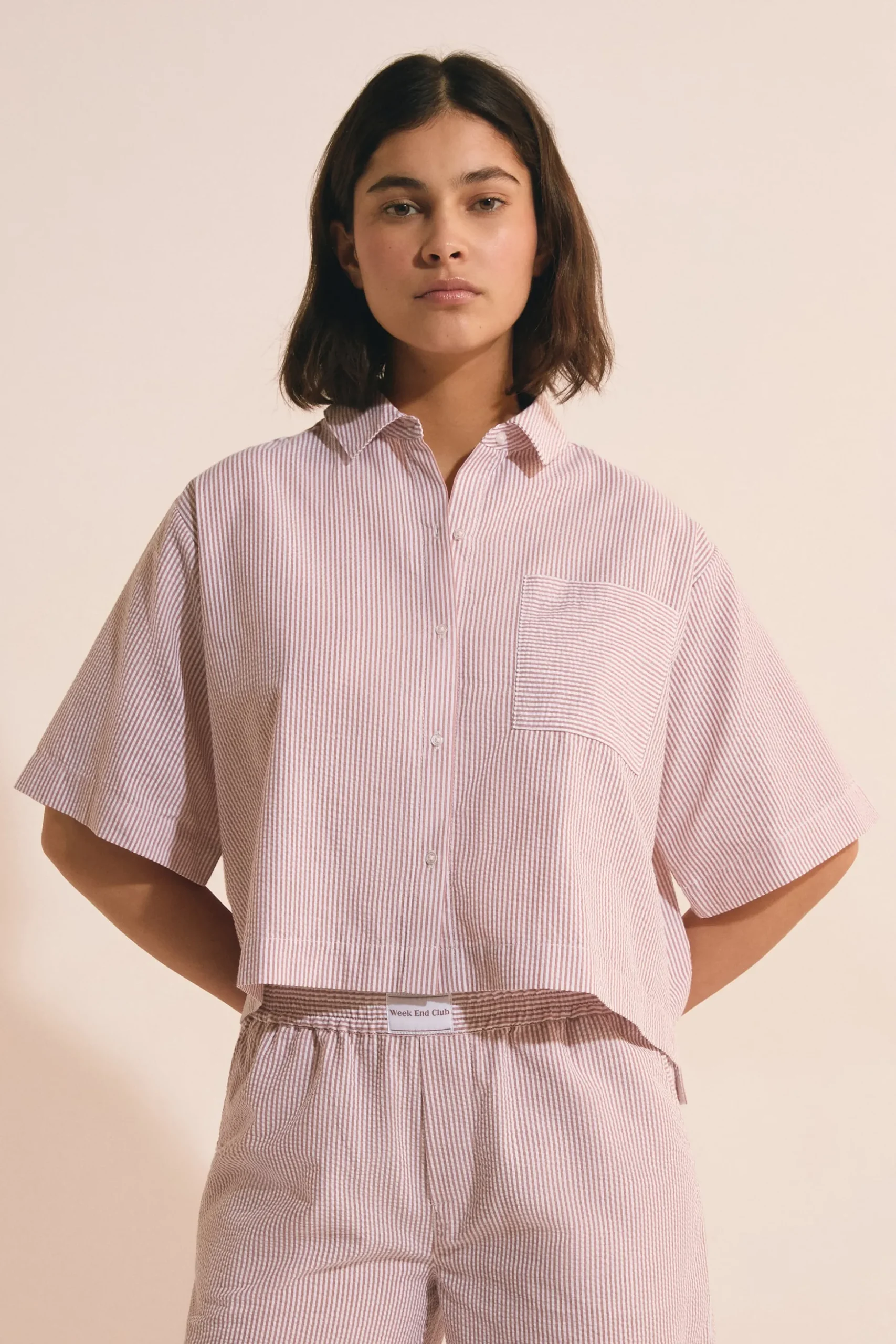 Chemise de pyjama avec coton gaufré