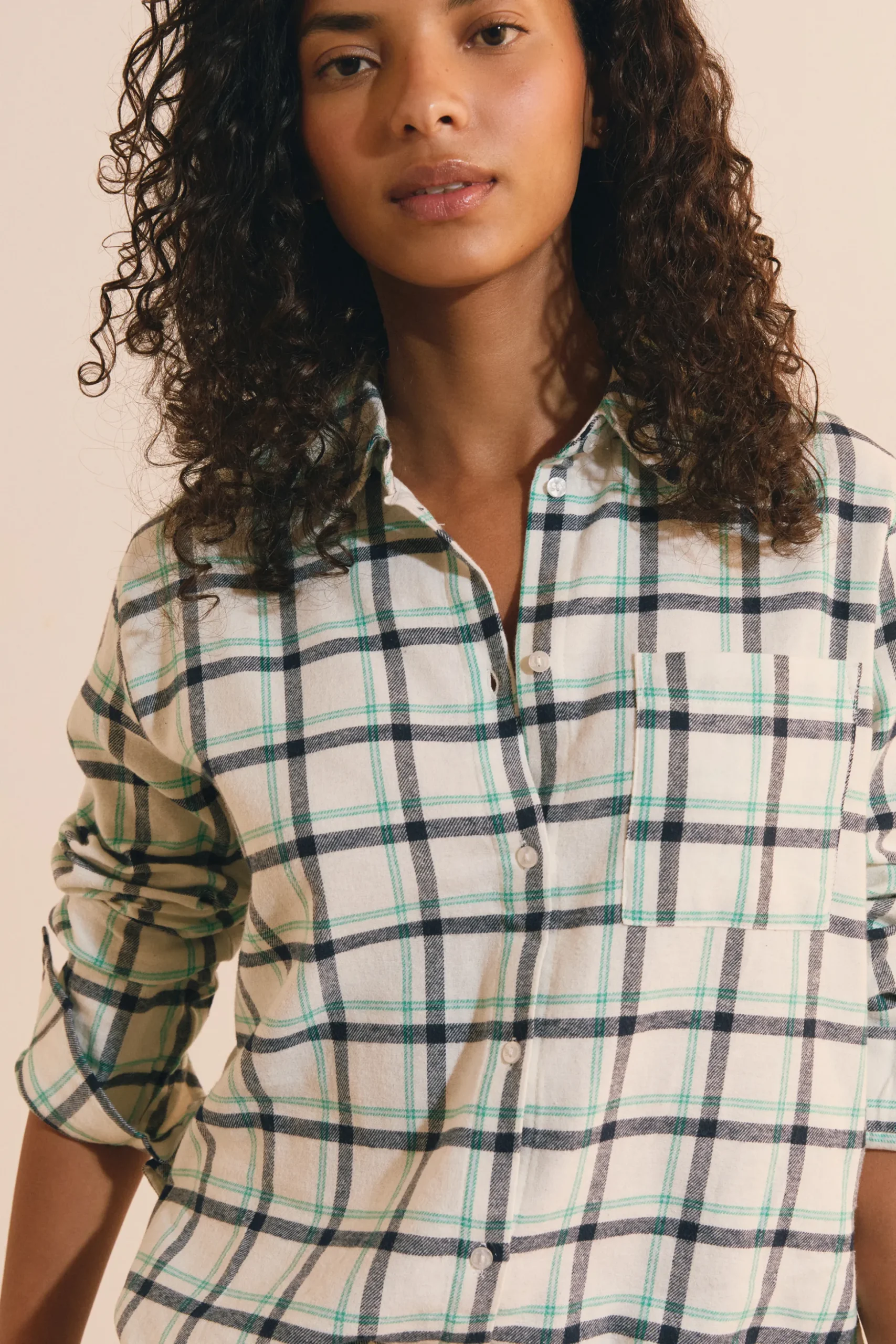 Chemise de pyjama à carreaux en coton