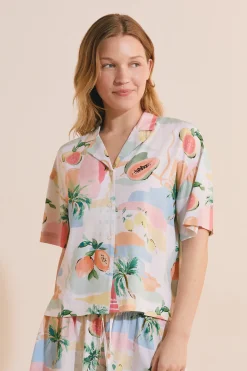 Chemise de pyjama courte à motifs