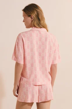 Chemise de pyjama courte à motifs