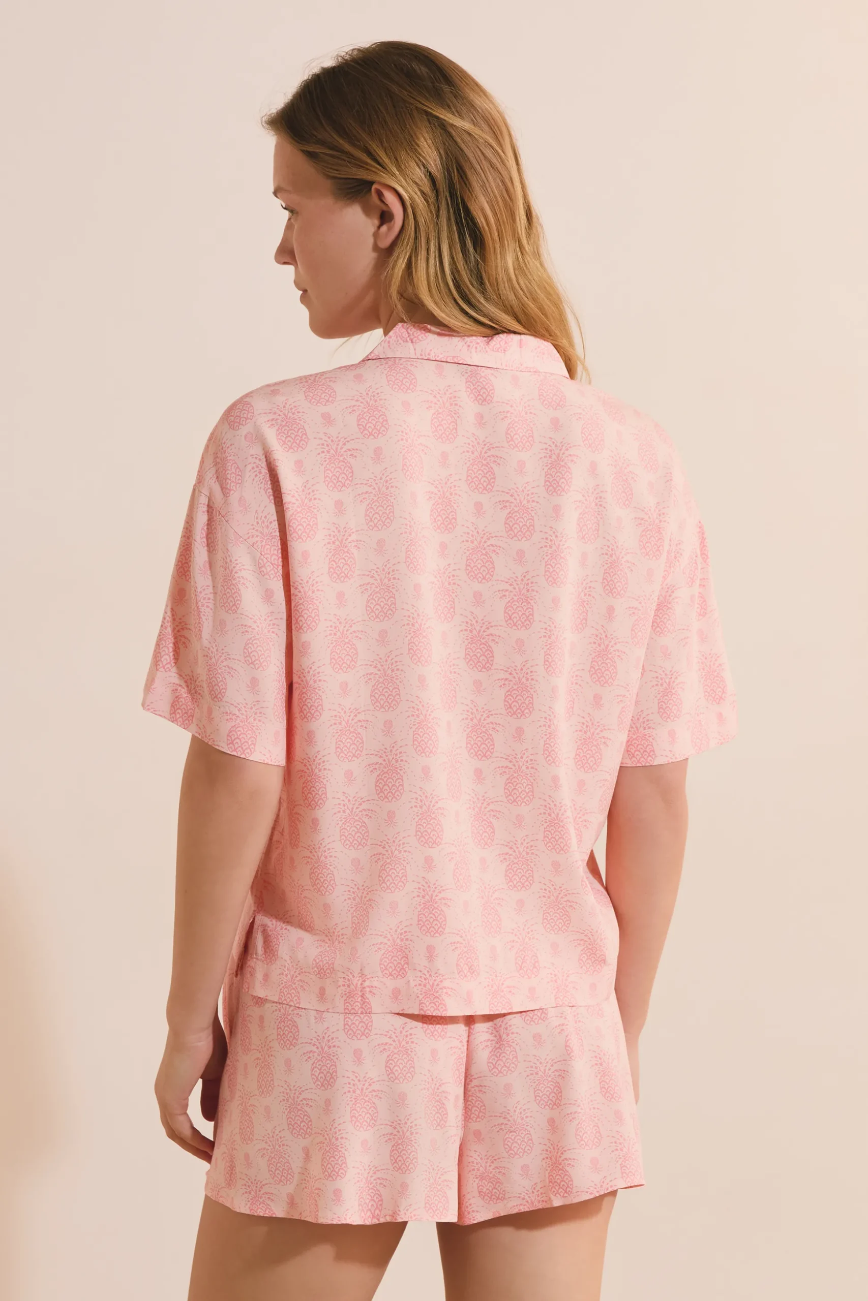 Chemise de pyjama courte à motifs