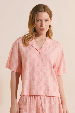 Chemise de pyjama courte à motifs
