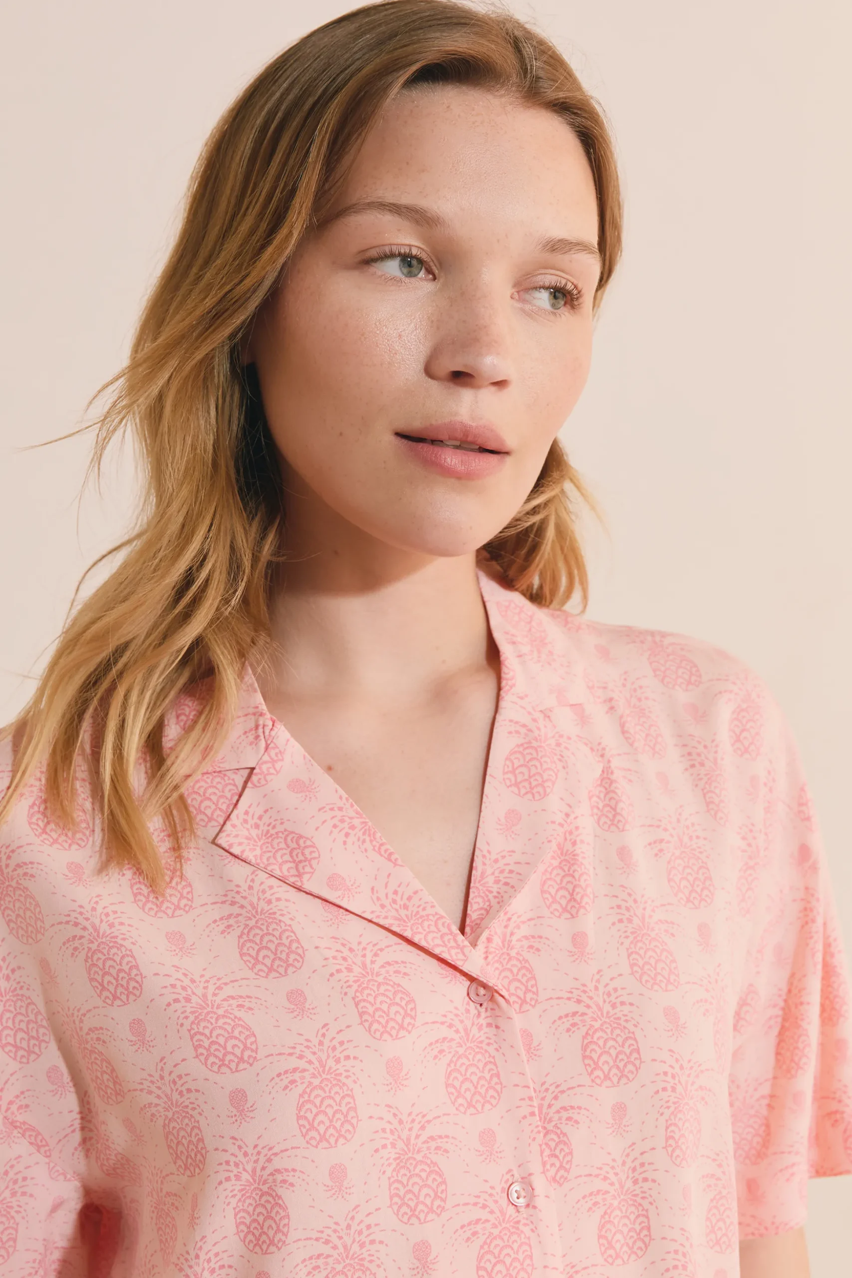 Chemise de pyjama courte à motifs