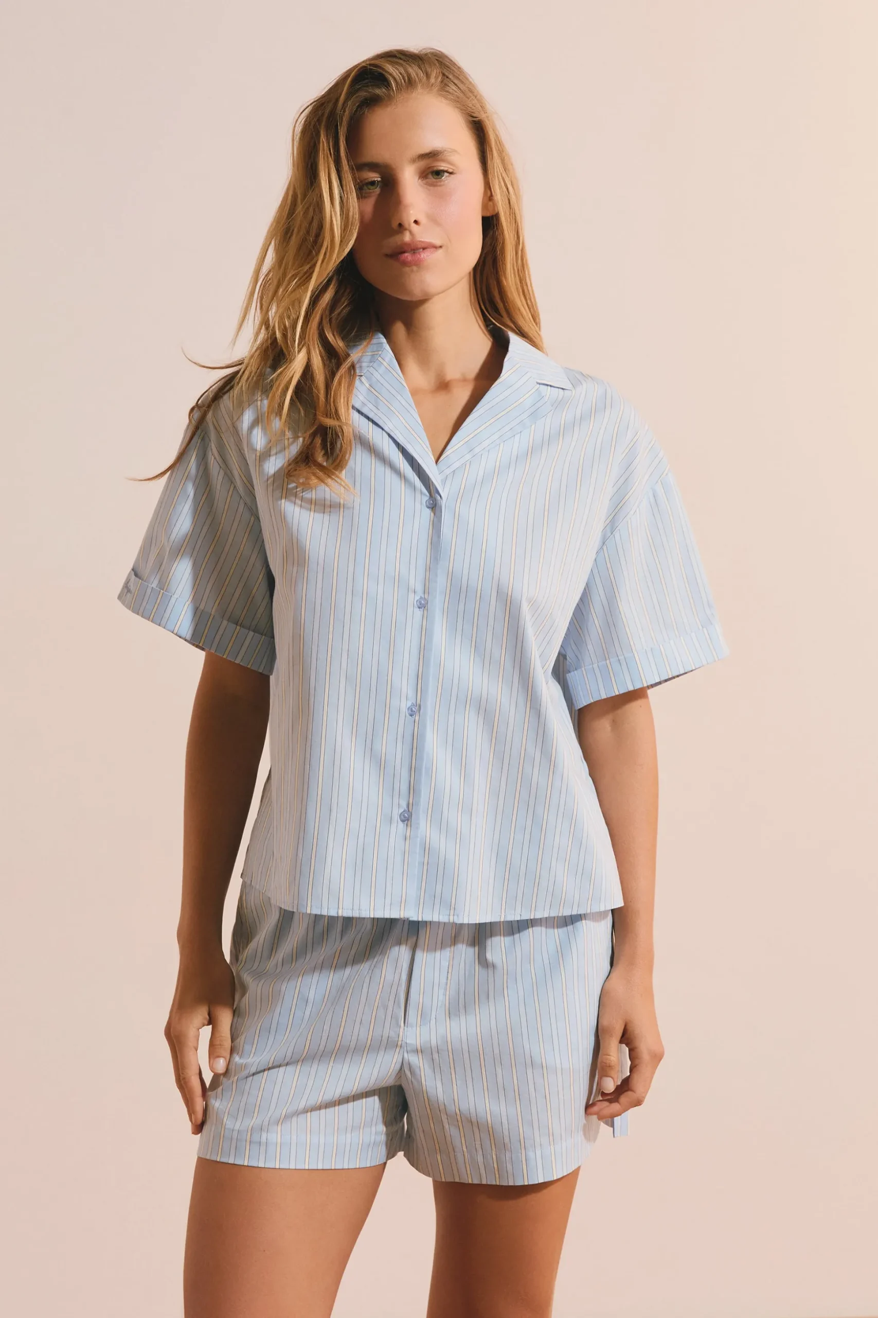 Chemise de pyjama en coton à rayures