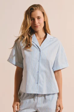 Chemise de pyjama en coton à rayures