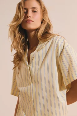 Chemise de pyjama en coton à rayures