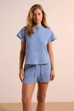 Chemise de pyjama en gaze de coton