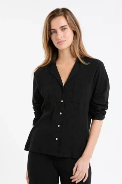 Chemise de pyjama en maille côtelée Richelieu