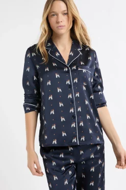Chemise de pyjama en satin à motifs chiens