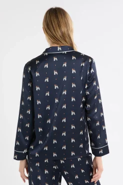 Chemise de pyjama en satin à motifs chiens