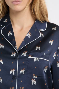 Chemise de pyjama en satin à motifs chiens
