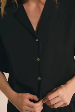 Chemise de pyjama manches courtes satinée