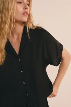 Chemise de pyjama manches courtes satinée