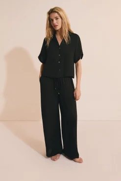Chemise de pyjama manches courtes satinée