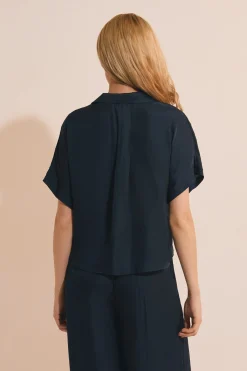 Chemise de pyjama manches courtes satinée