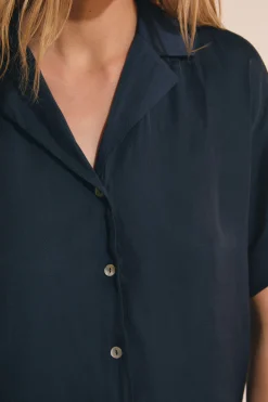 Chemise de pyjama manches courtes satinée