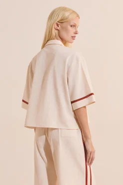 Chemise de pyjama à manches courtes avec motifs soleil en coton
