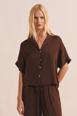 Chemise de pyjama manches courtes satinée