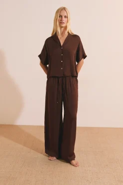 Chemise de pyjama manches courtes satinée