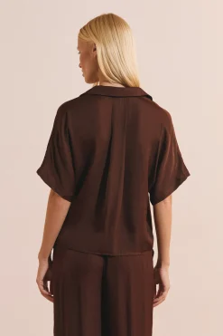 Chemise de pyjama manches courtes satinée