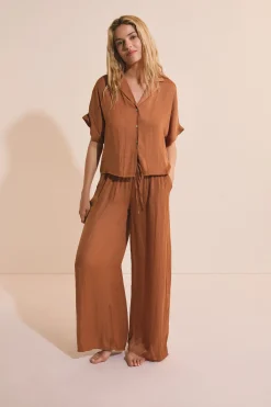 Chemise de pyjama manches courtes satinée
