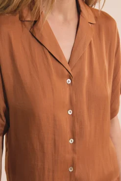 Chemise de pyjama manches courtes satinée