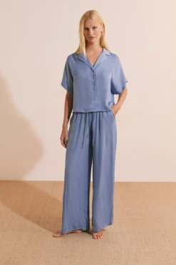 Chemise de pyjama manches courtes satinée