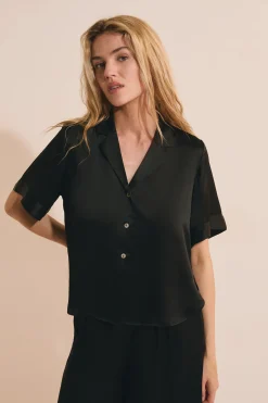 Chemise de pyjama manches courtes en soie