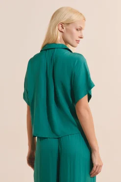 Chemise de pyjama manches courtes satinée