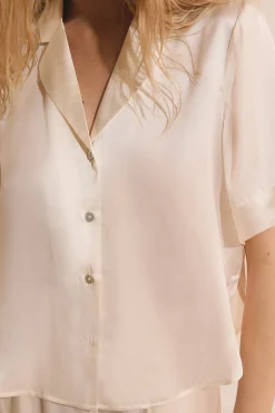 Chemise de pyjama manches courtes en soie