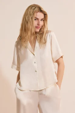 Chemise de pyjama manches courtes en soie
