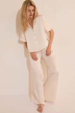Chemise de pyjama manches courtes en soie