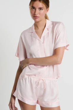 Chemise de pyjama manches courtes à imprimé fleur