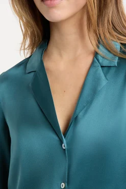 Chemise de pyjama manches longues en soie