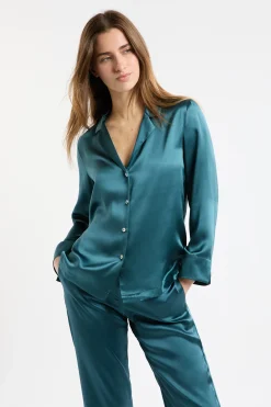 Chemise de pyjama manches longues en soie