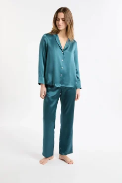 Chemise de pyjama manches longues en soie