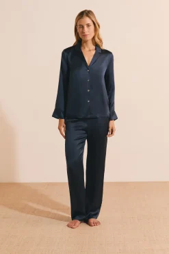 Chemise de pyjama manches longues en soie