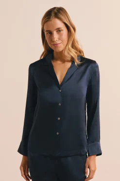 Chemise de pyjama manches longues en soie