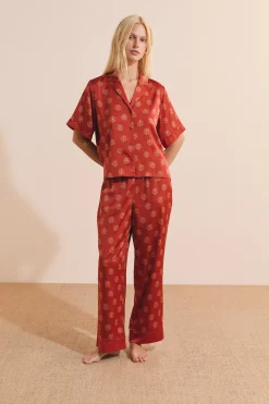 Chemise de pyjama à motifs fleurs satiné