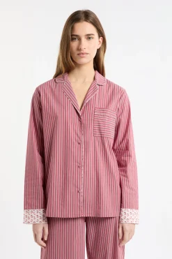Chemise de pyjama rayée en coton à motifs mocktail
