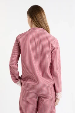 Chemise de pyjama rayée en coton à motifs mocktail