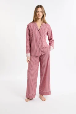 Chemise de pyjama rayée en coton à motifs mocktail